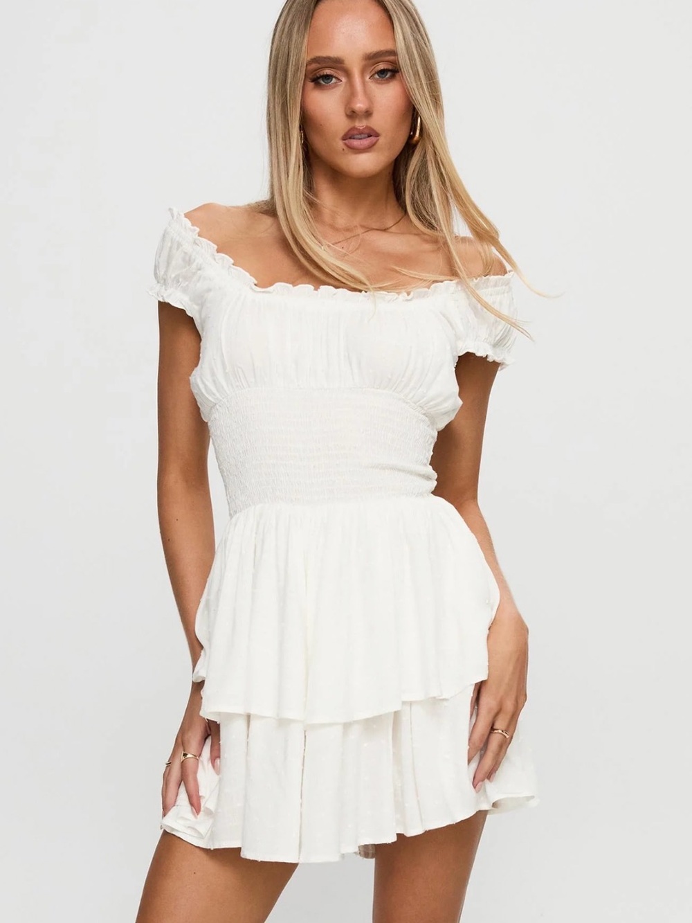 Princess Polly White Off-Shoulder Romper